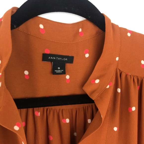 Ann Taylor Rust Orange Polka Dot Blouse - Picture 3 of 5